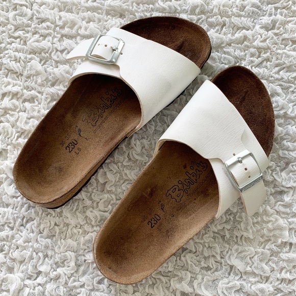 Birkenstock Shoes | Birkenstock Birkis White One Strap Sandals | Poshmark